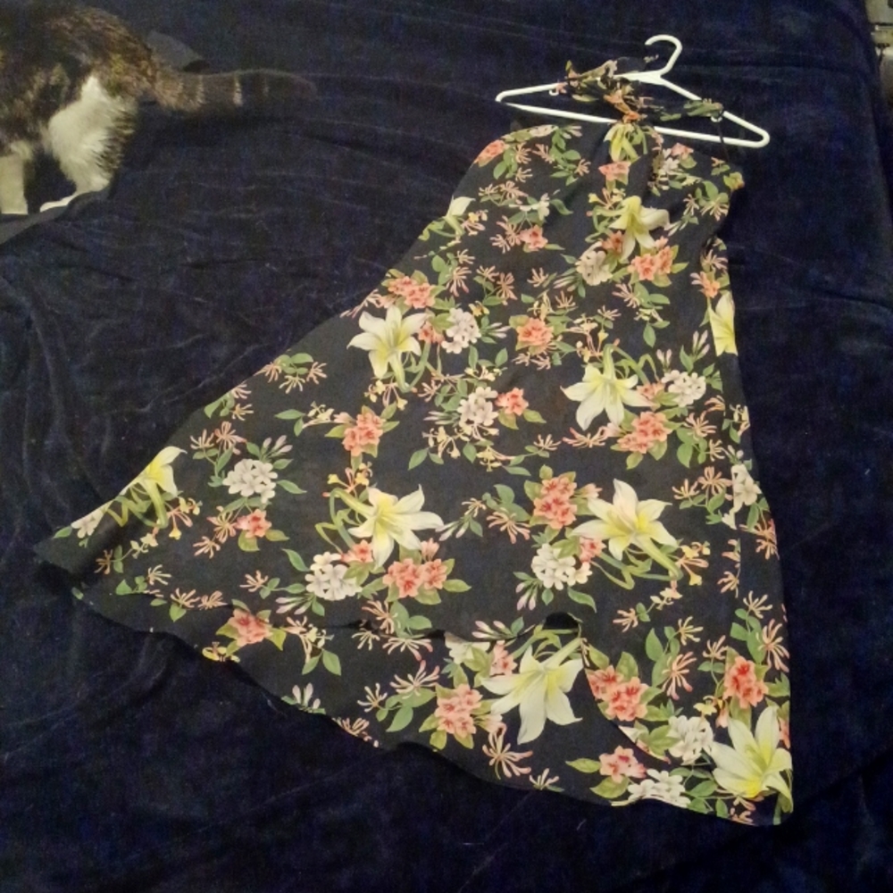 Black Floral Halter